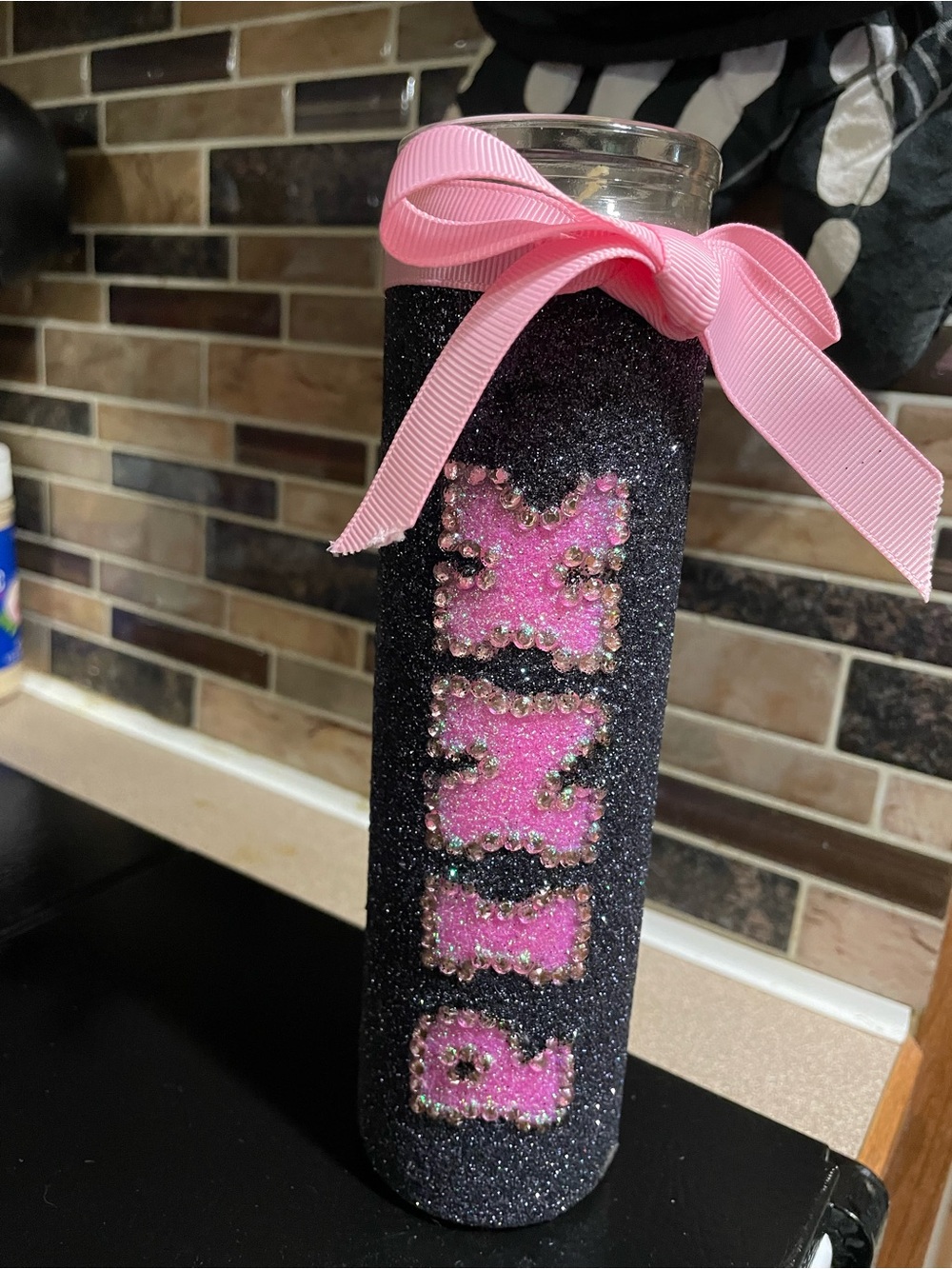 Handmade PINK-Inspired Glitter Candle – Never Used